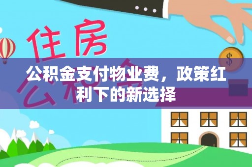 北港公积金支付物业费，政策红利下的新选择