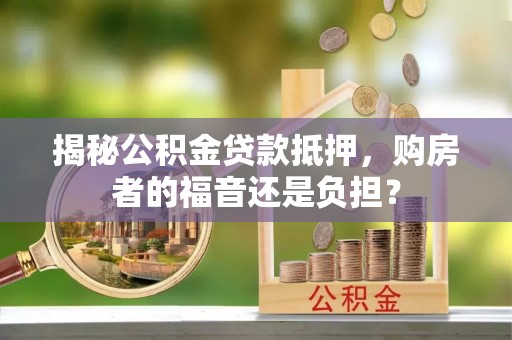 北港揭秘公积金贷款抵押，购房者的福音还是负担？